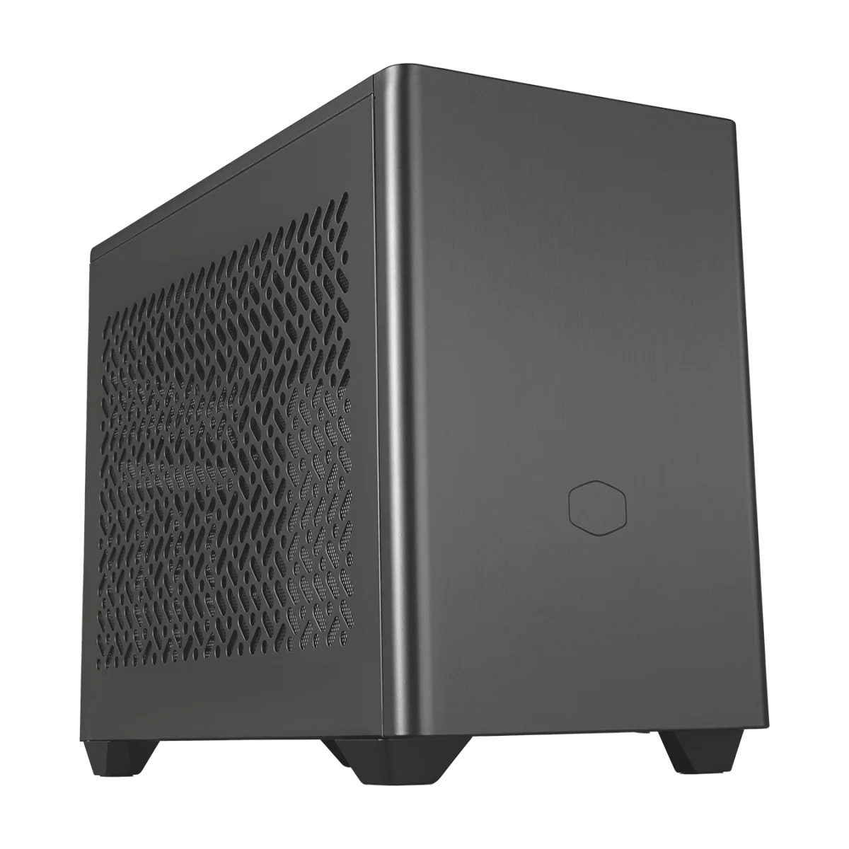 机上へ置ける小型の黒いMini-ITX対応SFFケース