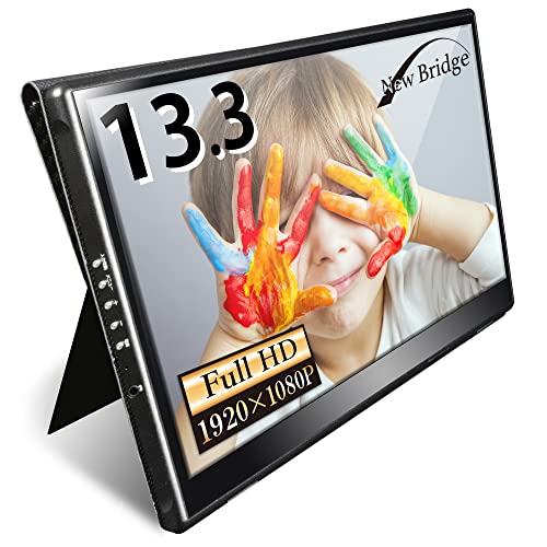 ニュー ブリッジ NewBridge モバイルモニター 13.3インチ HDR搭載 モバイルディスプレイ 1080P 1670万色 日本設計 ゲームモニター Type-C/HDMI-mini 薄型 軽量 IPSパネル ブルーライトカット (Switch / PS5 / XBOX/PC/タブレット 対応) NB-S133BK