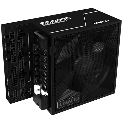 Lian Li Edge Gold 1200 PC電源、ブラック、1200ワットATX電源、PCIe 5.1、ATX 3.1 PSU | 80 Plus ゴールド、モジュラー、スリーブケーブルキット、NVIDIA RTX用12VHPWR、静音ファン、USBハブ&ファンハブ EG1200G Black