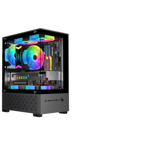 ColorCat MATX ITX対応 270度全景サイドパネル 強化ガラス DIY ATX電源対応 167mm CPUクーラー対応 280mm グラフィックボード対応 静音ファン設置可能 拡張スロット4基搭載 (T8 - ブラック - シングルシャーシ)