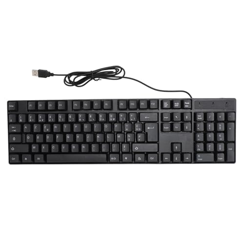 UPSUIT K1800 有線 USB キーボード、104 キー少数言語キーボード有線 ゲーミングキーボード、ロシア語/スペイン語/フランス語/有線キーボード、ホームオフィス、仕事、プラグアンドプレイ用 (フランス語) - フランス語 [並行輸入品] LHDFG7-253