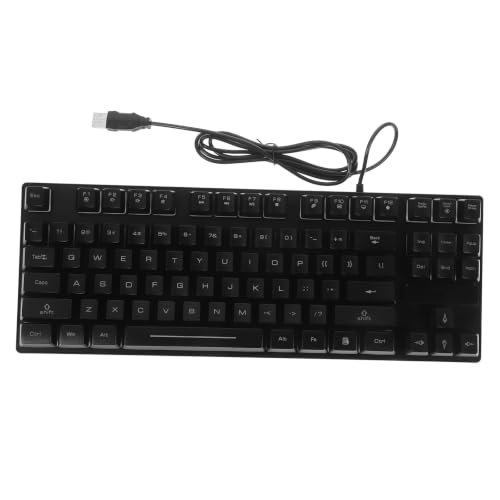 HEATSHAKING 黒色プラ製87キーゲーミングキーボード USB接続ホバーキー搭載ポータブル設計快適操作可能マルチメディアキー付きゲーム用バックライトキーボード V1052YG