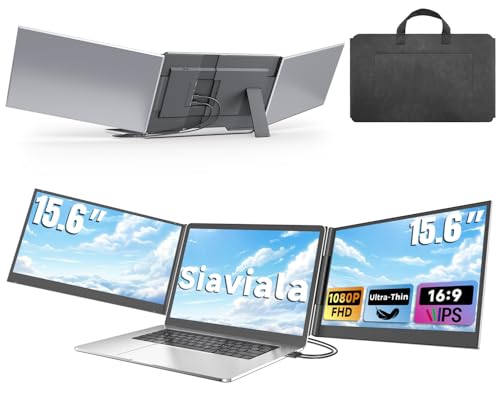 siaviala ノートパソコン画面エクステンダー 15.6インチ、1080P FHD トリプルポータブルモニター ノートパソコン用 13-17.3インチ、ウルトラスリムデュアルモニターエクステンダー Windows/Mac/Chrome/Dex、USB-C/HDMIプラグアンドプレイ用 P7