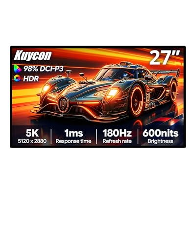 Kuycon P27Z 27インチ FHD（5120×2880）ゲーミングモニター、5K 180Hz／2K 330Hz デュアルモード、1ms、HDR、IPS、10億7000万色、sRGB 99%、コントラスト比 1500:1、アイケア機能、アンチグレア (Honeycomb - without Stand) A-P27Z