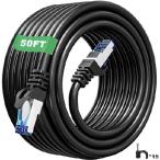 【並行輸入品】 Cat 6イーサネットケーブル 50フィート 屋外 Cat 6シールドケーブル 23AWG RJ45コネクタ 直接埋設 防水 耐紫外線 LANネットワークケーブル