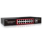 【並行輸入品】 16ポート PoEスイッチ 16 x PoEポート 100Mbps 2ギガビットアップリンクポート 1 x 1G SFP 240W 内蔵電源 802.3af/at 拡張機能 デスクトップ