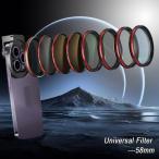 58MM Universal Metal Clip Portable Phone Polarizer Lens ND Black Mist