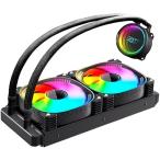 スモールラボ COOLMOON 簡易水冷クーラー 240mm 温度表示機能付き インフィニティ―ミラー CPUクーラー LED ARGB 5v 3