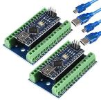 【並行輸入品】 ALAMSCN 2PCS Mini Nano V3.0 ATmega328P for Arduino Micro Controller Board Module with USB Cable + Nano V3.0 Expansion I/O Shield Board