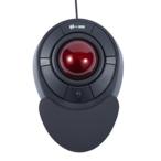 MCSaite トラックボール マウス, 光学式 USB, 5機能ボタン, 有線接続, PC/Mac対応, ブラック/レッド