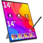 デュアル モバイルモニター 有機el 2画面 自立型 デュアルディスプレイ ドライバー不要VESA対応 (ブラック, 14インチ2画面)