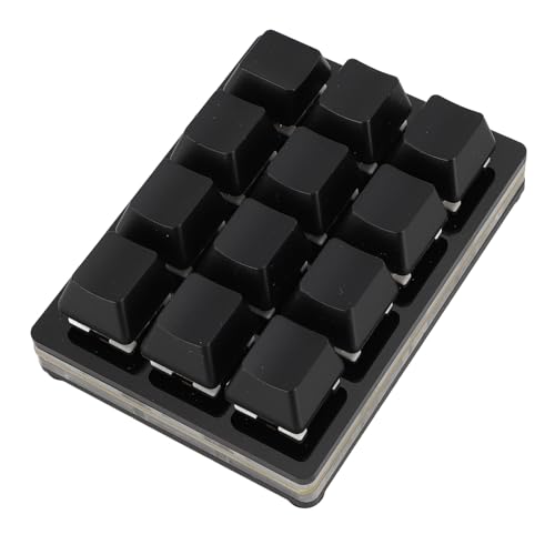 Oreilet RGB Mini 12キーゲーミングキーボード USB C 有線マクロメカニカルキーパッド 赤軸 ショートカット カスタム ゲーミングキーボード PCキーパッド キーボードボード オフィスワークゲーム用 (ブラック) Oreiletpf1acexgrh-12