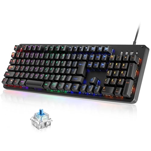 OUSEITECH 【Amazon.co.jp限定】OUSEITECH OU108 メカニカルキーボード 日本語配列 ゲーミングキーボード フルサイズ 有線（取り外し不可） 108キー テンキー付き 青軸 Nキーロールオーバー アルミ合金カバー ホットスワップ可能 LEDバックライト PC(Windows/Mac)/PS5/PS4 おしゃれ オフィス/ゲーム用 JIS配列 ブラック（1年半のメーカー保証）