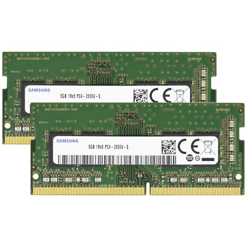 サムスン Samsung 16GB (2x8GB) DDR4 2666MHz PC4-21300 (PC4-2666V) CL19 SODIMM 1Rx8 シングルランク 1.2V 260ピン ノートパソコン、ノートブックRAMメモリ (整備済み品)