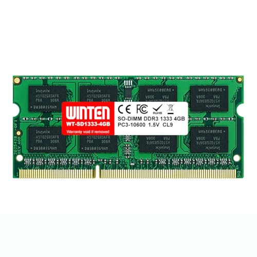 WINTEN ノートPC用 メモリ DDR3 1333 PC3-10600 4GB 204Pin CL9 1.35V 1.5V DIMM 【5年保証 相性保証】 SODIMM SDRAM 内蔵メモリー 増設メモリー PCメモリ WT-SD1333-4GB 0607