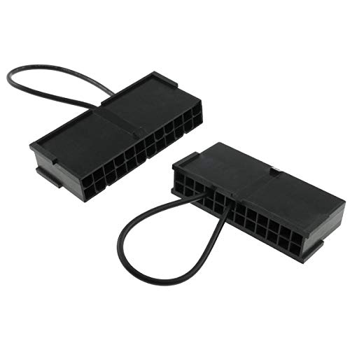 E-outstanding 2個 24ピン ATX 電源 ジャンプスタート ブリッジング コネクター プラグ PSU ジャンパー ATX24PPSJSBC-2