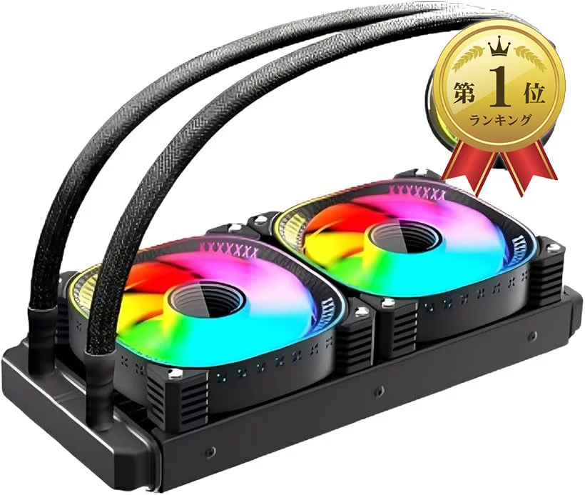 GIGA-BYTE 【楽天ランキング1位入賞】COOLMOON 簡易水冷クーラー 温度表示機能付き インフィニティ―ミラー CPUクーラー LED ARGB 5v 3pin LGA1700/1200/115X AMD:AM5/AM4ソケットに対応 4pin