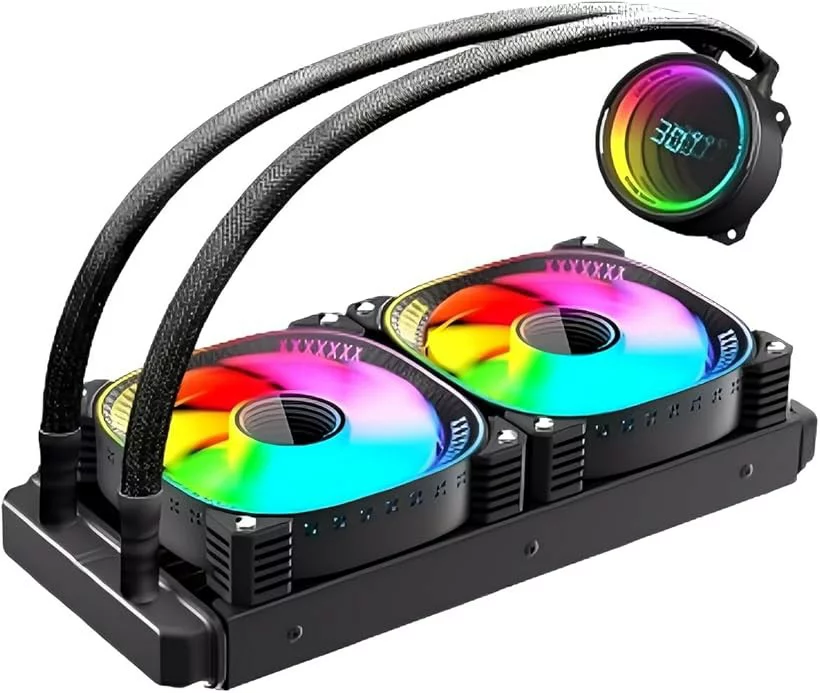 SILVERSTONE COOLMOON 簡易水冷クーラー 温度表示機能付き インフィニティ―ミラー CPUクーラー LED ARGB 5v 3pin LGA1700/1200/115X AMD:AM5/AM4ソケットに対応 4pin PWM ファン制御
