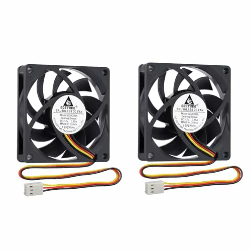 Gdstime 2PCS 70mm x 15mm 12VDC、PC ケースファン、3ピンPWM、コンピューターケースとCPUクーラー用