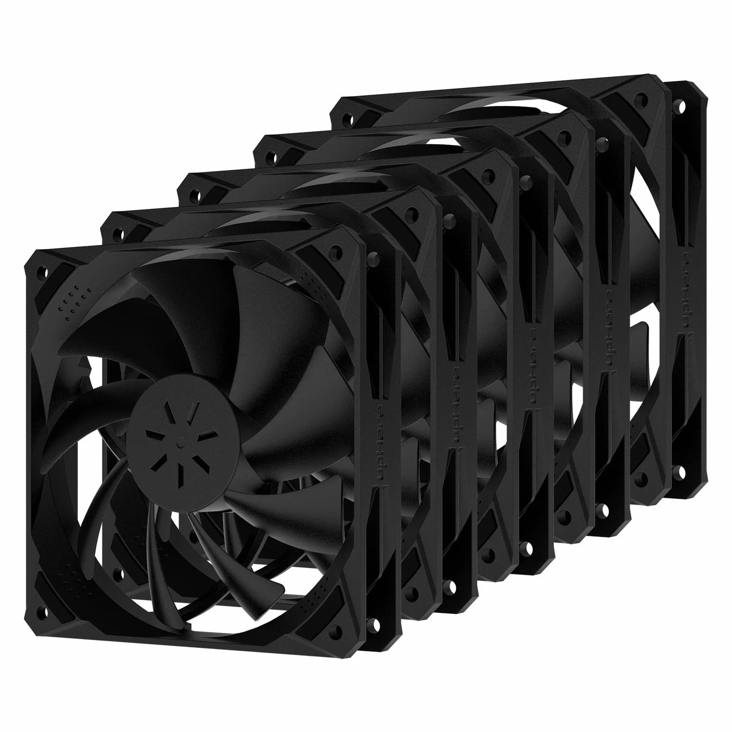 upHe 10mm Pケースファン 小3ピンとペリフェラル4ピン 静音 高性能 5本 黒枠と黒ブレード1BK35 …