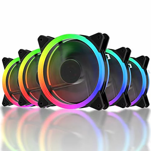 A&A upHe 10mm RGB Pケースファン 中心部分が黒でEDリングで周りが光る 静音タイプ 5mm厚 6PN AA電源 コントローラーと付き
