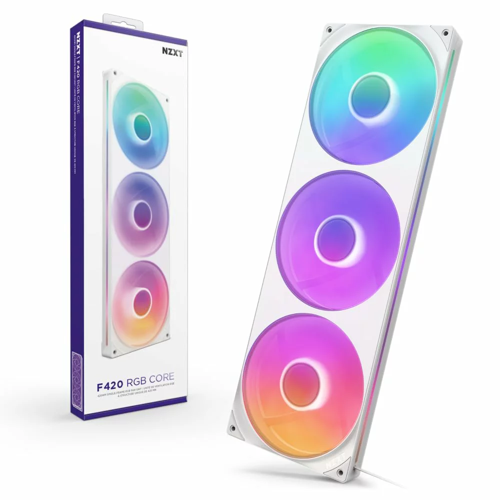 NZXT F RGB Core White 2ファン搭載 RGBファン PCケースファン 色：ホワイト、サイズ：140mm