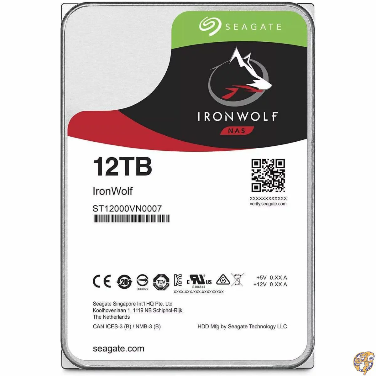 1-8ベイNASシステム用Seagate 12 TB IronWolf 3.5インチ7200 RPM内蔵ハードドライブ（256 MBキャッシュ、180 TB/年のワークロードレート、最大210 MB/s）
