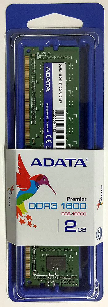 【新品】 ADATA デスクトップPC用 メモリ PC3-12800 DDR3-1600 240pin 2GB (256x8) AD3U1600C2G11-S