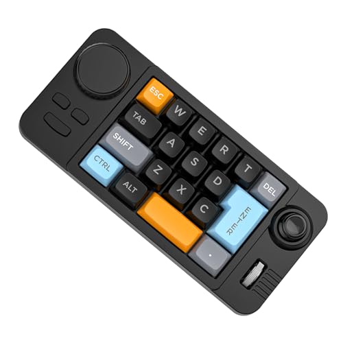 KRYTJACZ カラー照明付き 19 小型ゲーミングキーボード カスタマイズ可能なジョイスティック ダブルマクロホイール ホットスワップ可能スイッチ カラー照明付きホットスワップ可能キーボード