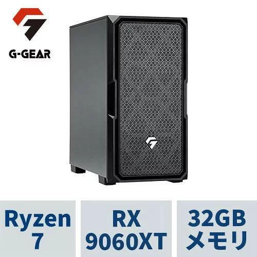 G-GEAR Ryzen 7 5700X 32GB RX 9060 XT 1TB ゲーミングPC G-GEAR GE7A-A254B/NT1