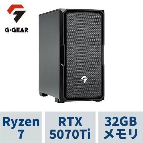 G-GEAR Ryzen 7 9850X3D 32GB RTX 5070 Ti 2TB ゲーミングPC G-GEAR GE7A-L262BH/NT1