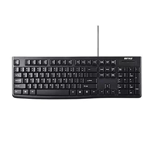 キーボード 有線キーボード 英語配列 US配列 104キー ブラック USB接続 スタンダード PC パソコン 周辺機器 カーブデザイン 疲れにくい キーピッチ19mm Windows PS4 対応 ゲーム 事務 オフィス 在宅ワーク テレ
