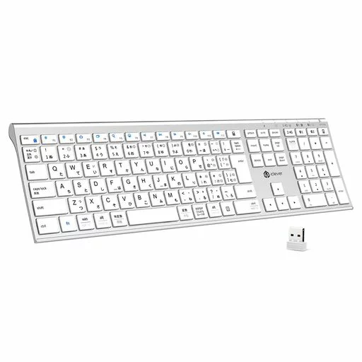 iClever キーボードワイヤレスBluetooth2.4GHzJIS日本語配列デュアルモードフルサイズマルチペアリングテンキー付き3台同時接続充電式Type-C静音薄型軽量パンタグラフ式PCiPad
