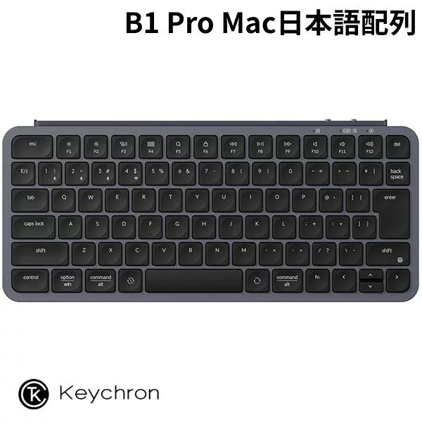 Keychron シリコン製保護カバー付 Keychron B1 Pro Mac日本語配列 カナなし 有線 / Bluetooth 5.2 / 2.4GHz ワイヤレス 両対応 テンキーレス シザースイッチ ウルトラスリム ワイヤレスキーボード スペースグレー # B1P-K1Z-JIS キークロン Windows Mac Linux対応 スマホ タブレット