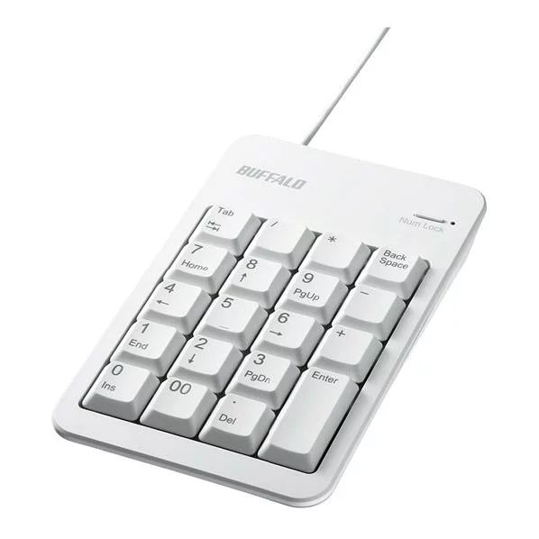 BUFFALO 有線テンキーボード TabキーUSBハブ付き ホワイト BSTKH100WH [BSTKH100WH]【MAYP】