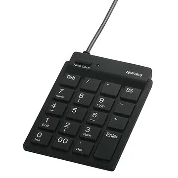 バッファロー （サプライ） スリムテンキーボード USB2.0ハブ/Tabキー付き ブラック BSTKH08BK