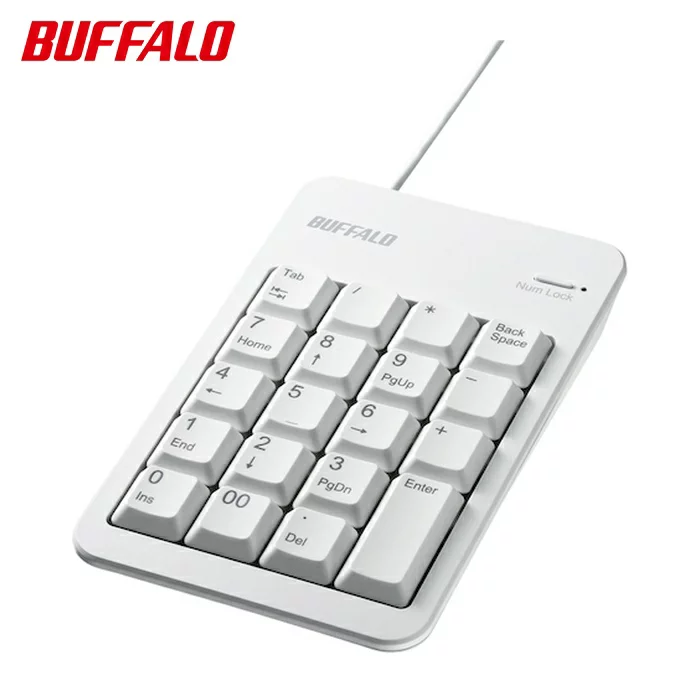 バッファロー 有線テンキーボード TabキーUSBハブ付き ホワイト (1個) BSTKH100WHZ