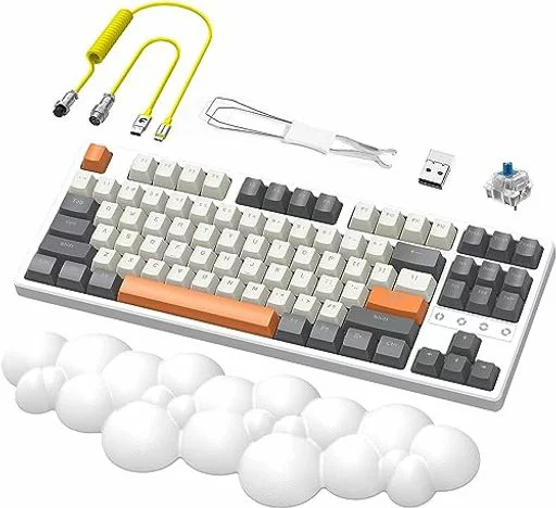 MAMBASNAKExZIYOULANGK87ゲーミングキーボードコンパクト三つ接続モードBluetooth5.0/2.4Ghz/Type-Cメカニカルキーボード充電式吸音フォームRGBバックライト潤滑衛星軸体