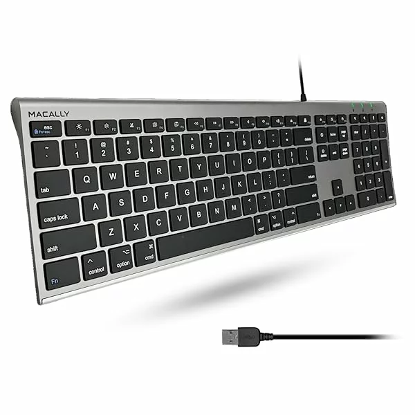 Macally mac キーボード US配列 有線 オールアルミフレーム スリム 静音性 シザー式キー テンキー付き 在宅勤務 テレワーク iMac Pro iMac MacBook Pro MacBook Air対応 MacとWindowsPC 対
