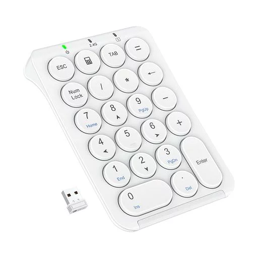 iClever テンキーワイヤレス2.4G数字キーボードパンタグラフ式Type-C充電超薄型Tabキー付き持ち運び便利無線ナンバーパッド片手デバイス高耐久PCノートブック用Windows対応IC-KP09(ホワイト)