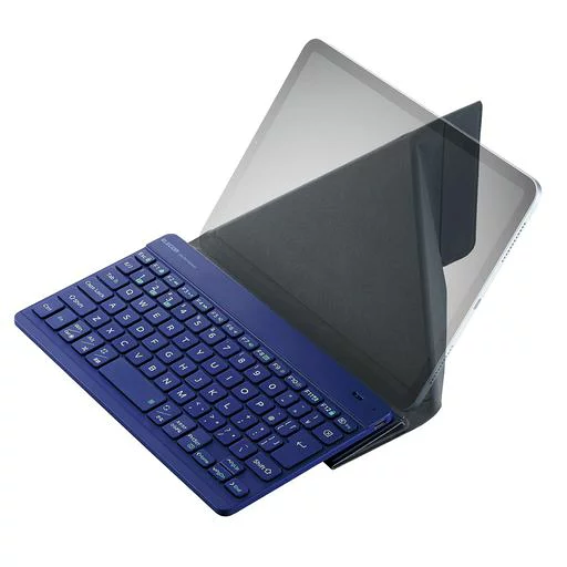 キーボード エレコムワイヤレスキーボードBluetoothSlint超薄型充電式パンタグラフ保護ケース付3台マルチペアリングOS自動識別Windows/macOS/ChromeOS/iOS/iPadOS/Androidブルー