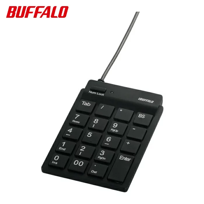 バッファロー スリムテンキーボード USB2.0ハブ(2ポート)/Tabキー付き ブラック (1個) BSTKH08BK