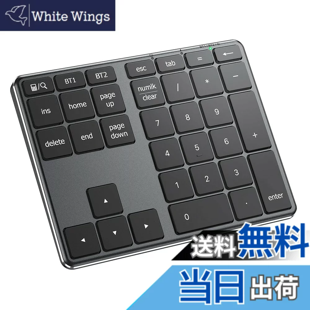 iClever 【送料無料】iClever テンキー Bluetooth ワイヤレス 数字 キーボード パンタグラフ式 Type-C充電 超薄型 金属構造 numlock連動 2台まで接続可能 ブルートゥース ナンバーパッド 34キー mac テンキー 片手デバイス Windows/iOS/Android 対応 IC-KP10 (ブラック)