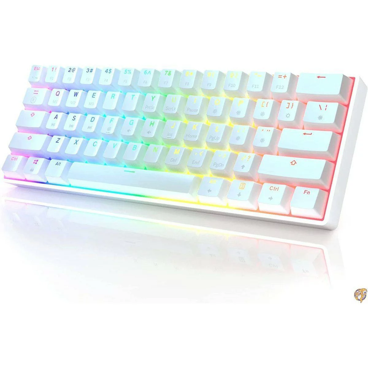 キーボード GK61 メカニカルゲームキーボード - 61キー マルチカラー RGB イルミネート LED バックライト 有線 PC/Mac 送料無料