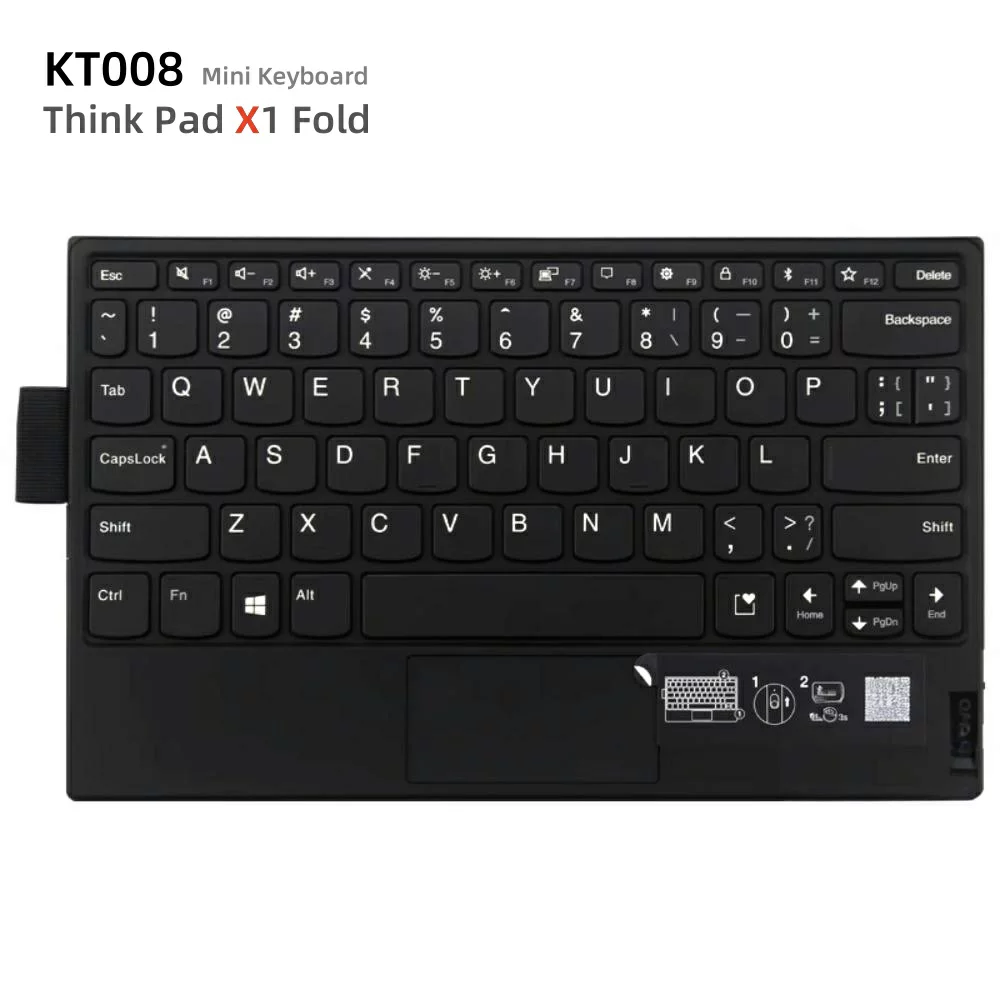 純正新品 Lenovo ThinkPad X1 Fold 用 Bluetooth ミニキーボード KT008 薄型 磁力吸着 ワイヤレス充電対応 US配列 Bluetooth接続・英字配列・バックライト搭載 Micro USB