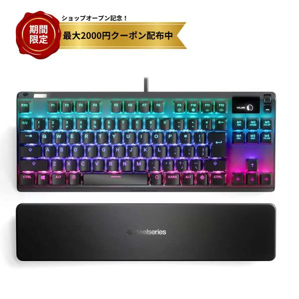 steelseries ゲーミングキーボード テンキーレス 赤軸 有線 日本語配列 有機ELディスプレイ搭載 Apex 7 TKL Red Switch 64649