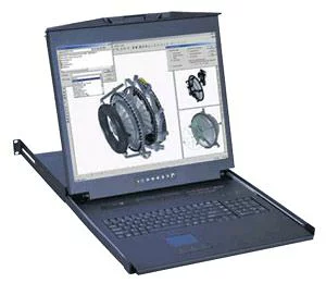 キーボード オースティンヒューズ [L120-802E] 1U 20インチLCDモニター テンキー付キーボード ドロアー 3ボタンメンバランスマウス PS/2&USBコンボ 8ポート KVMスイッチ 2コンソール