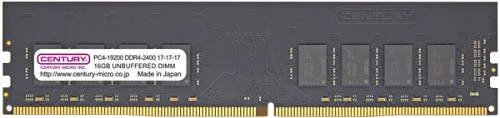 センチュリーマイクロ CB16G-D4U2400 デスクトップ用 PC4-19200/DDR4-2400 288pin Unbuffered_Non-ECC_DIMM 2Rank 1.2v 16GB 日本製