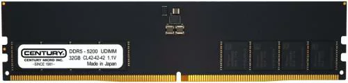 CENTURY MICRO センチュリーマイクロ CB32G-D5U5200 デスクトップ用 PC5-41600/DDR5-5200 288pin Unbuffered_Non-ECC_DIMM 2Rank 1.1v 32GB 日本製