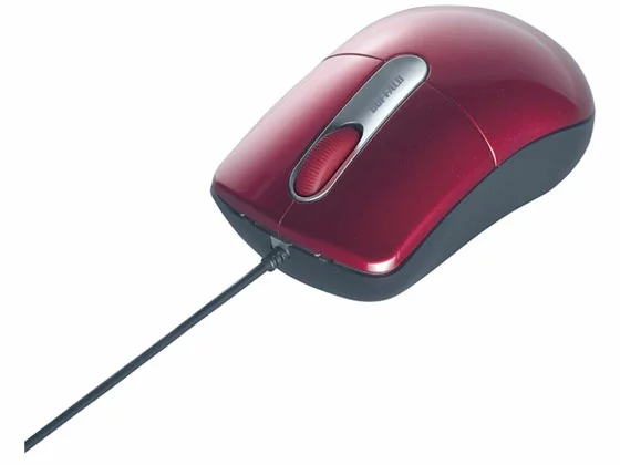 バッファロー BUFFALO バッファロー BSMOU27SMRD 有線光学式マウス 静音/3ボタン/Mサイズ レッド(BSMOU27SMRD)